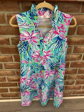 Aryeh Pink, Blue and Aqua Floral Print Dress